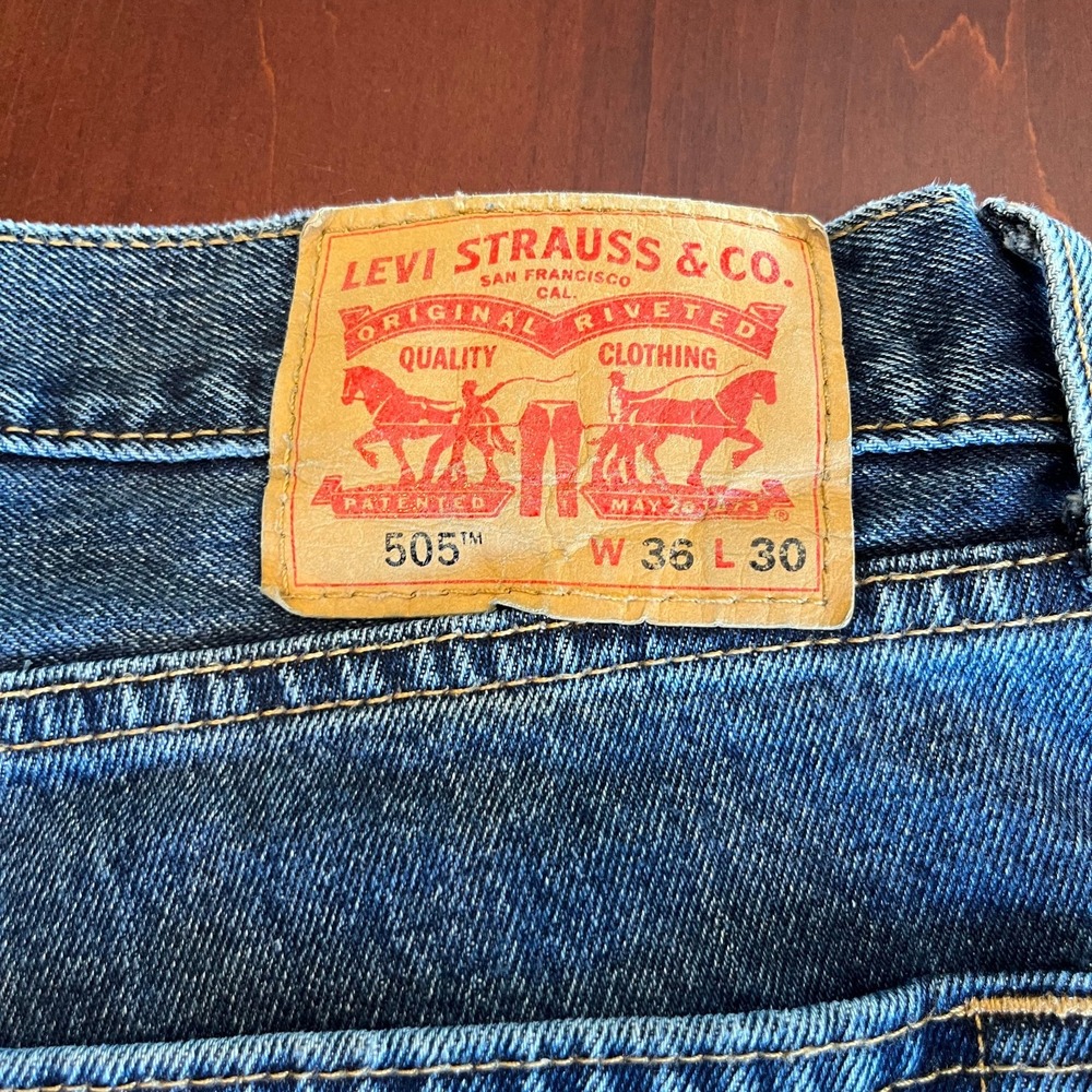 Levis 505 Regular‎ Fit Jeans Men's 36 X 29 100% Cotton Straight Leg - Picture 3 of 13